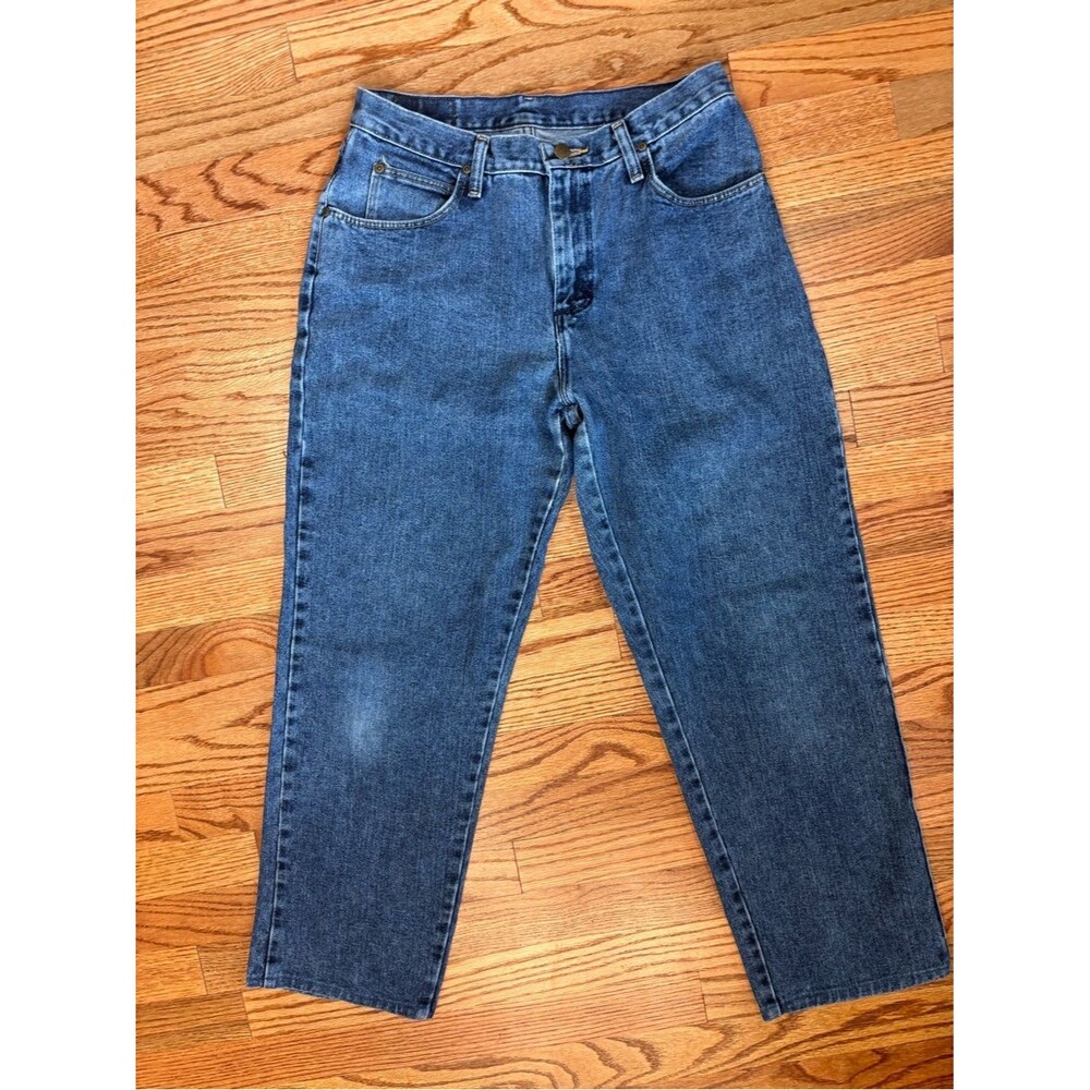 Vintage USA Made Wrangler Blues Jeans High Rise Straight Leg Cotton Medium Wash